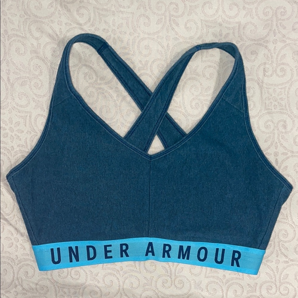 Set of 2 Under Armour Sports Bras Blue and Gray Compression Fit - Picture 5 of 7